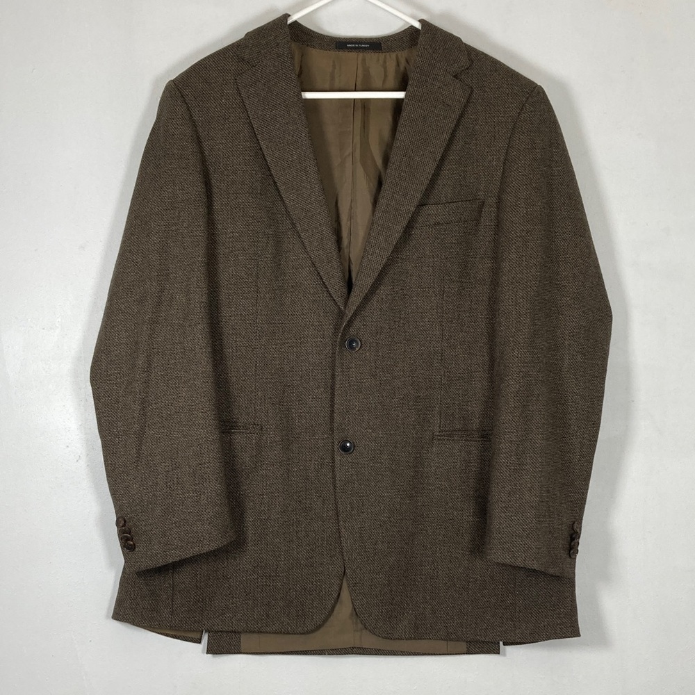 Hugo Boss Guabello Wool Cashmere Mens Sz L Blazer Brown Preppy  woven  in Italy